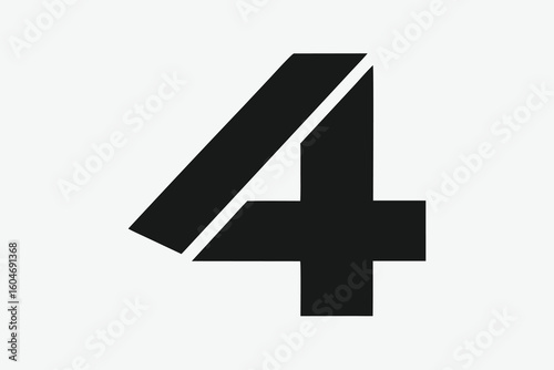 Bold Number Four Graphic Design on White Background Modern Typography Isolated Number Four Icon Vector Illustration