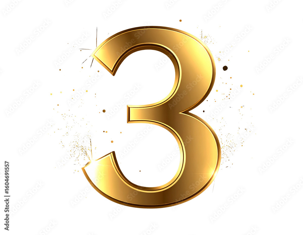 Naklejka premium Luxury 3rd Anniversary or Birthday Symbol – Gold Sparkle Design