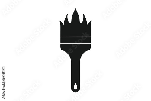 Paintbrush Vector Icon with Bristles Splayed Design and Handle on White Background Illustrating Art and Painting Concepts