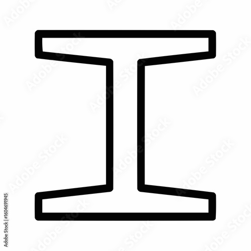 I-beam with a cross-section view. Clean, straight lines for industrial look