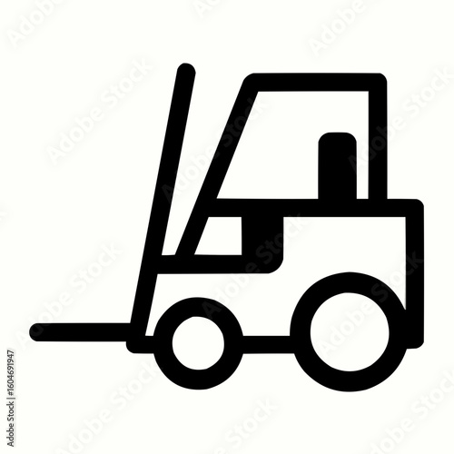 Simplified forklift with prongs and a cabin. Blocky design for easy scaling