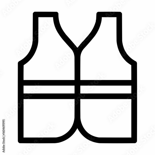 Outline of a high-visibility vest with two stripes. No folds or shading
