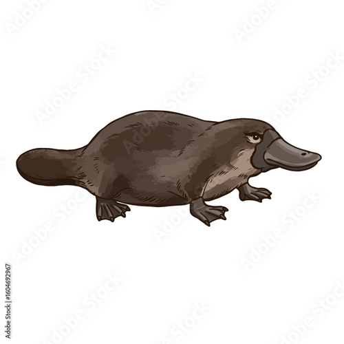 Cute Platypus Animal Illustration Unique Australian Mammal Wildlife Design Isolated