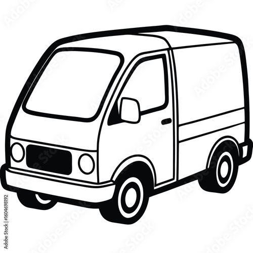 Vector illustration of a commercial delivery truck or van for business transportation and cargo service
