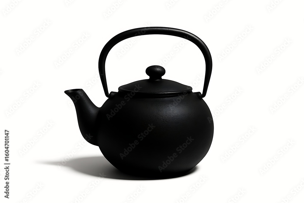 Elegant black teapot resting on a smooth surface in a minimalistic setting Elegant black teapot resting on a smooth surface in a minimalistic setting