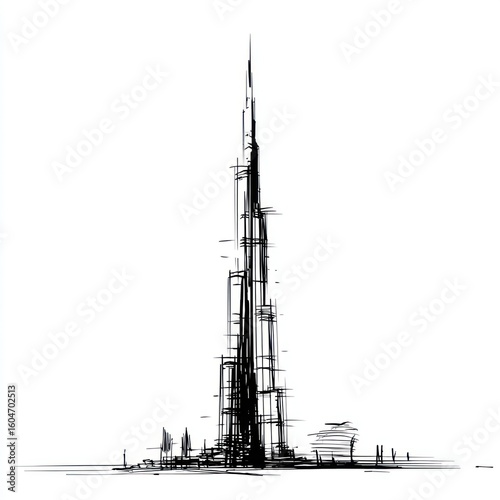 Abstract architectural sketch of a tall skyscraper