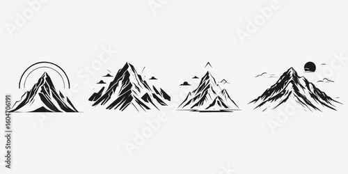 landscape with mountain sketch illustration vector