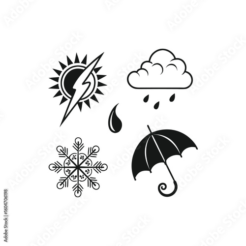 Vector illustration of an umbrella with clouds and raindrops representing rainy autumn weather and protection