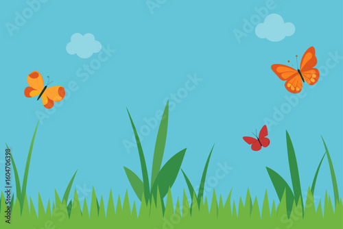 grass and butterflies