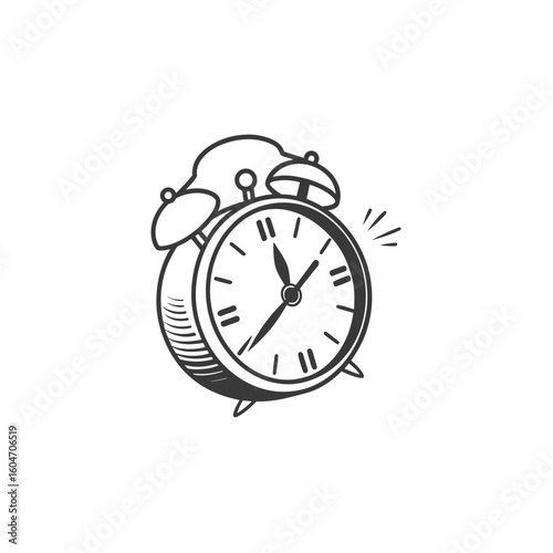 Alarm clock vector illustration icon isolated classic vintage retro ringing timer reminder object