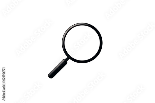  Minimal Black Magnifying Glass Icon with Clean Lines and Flat Design Centered View Isolated on Transparent Background PNG