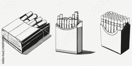 pack of cigarettes sketch llustration vector