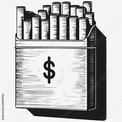pack of cigarettes sketch llustration vector