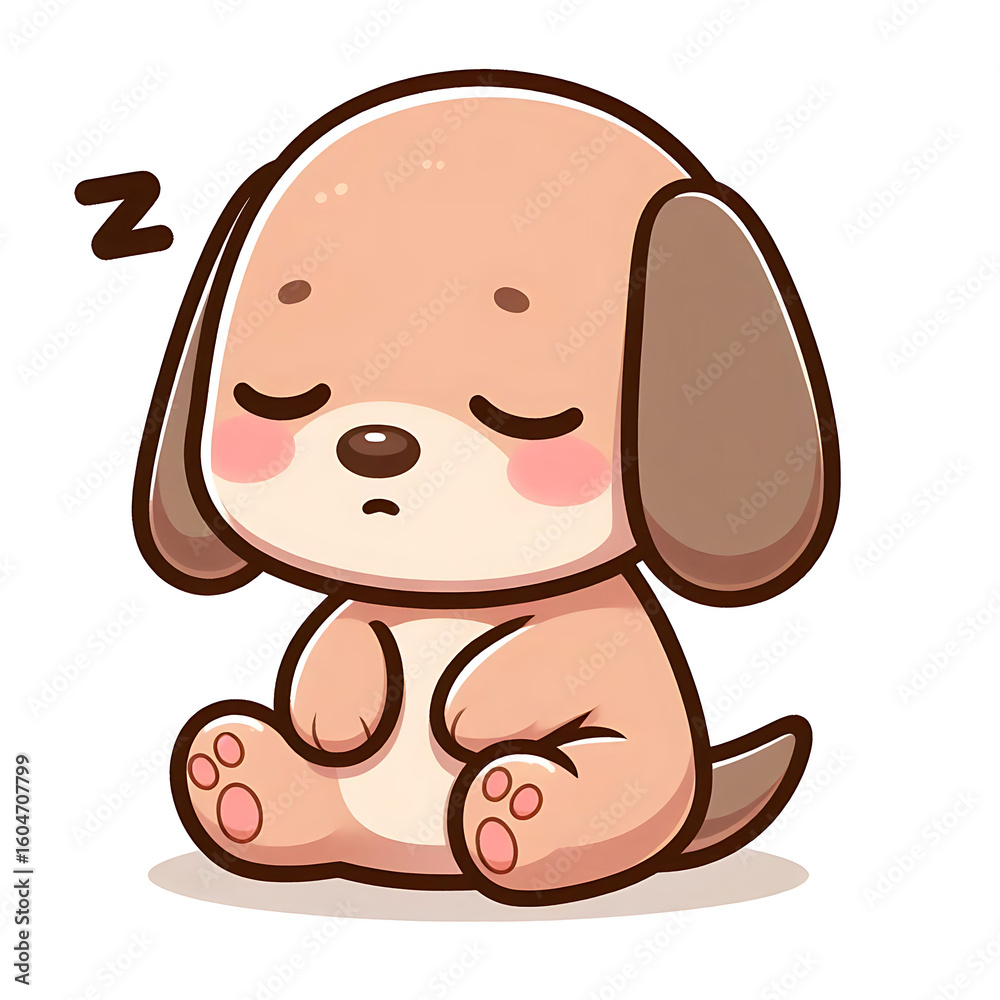Obraz premium Cartoon Dachshund Dog in Sleepy Expression.