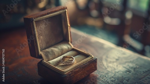 ring in the box on the table