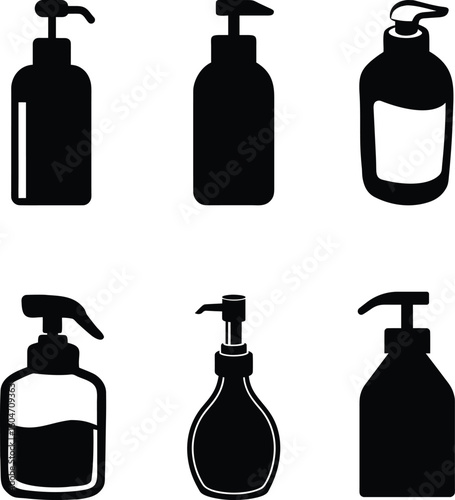 Skincare packaging series - 6 airless pump container designs, EPS JPEG PNG