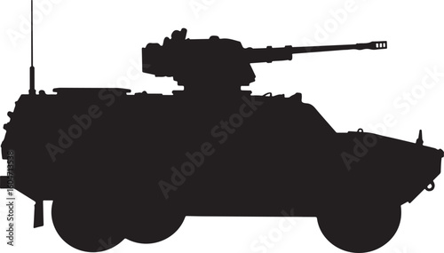 Military Combat Vehicle Silhouette Vector for Army and Ground Warfare Concepts