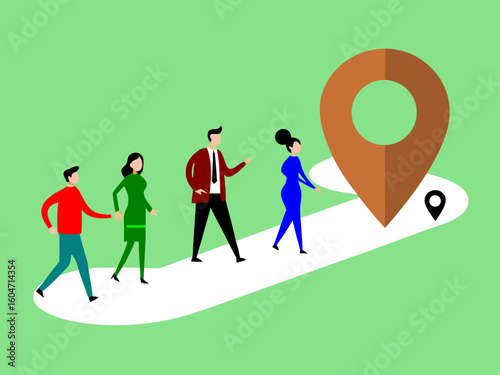 team navigating a path