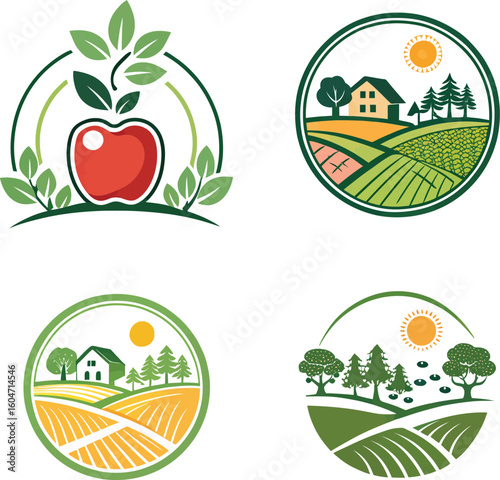 Fresh, Farm Logos, Isolated Set Vector
