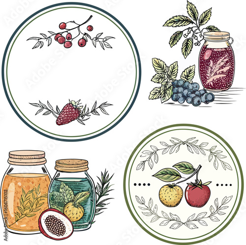 Colorful Sketch of Artisan Provisions Vector