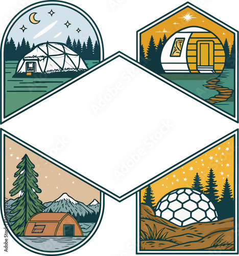 Glamping Domes, Zenith, Outdoors Vector