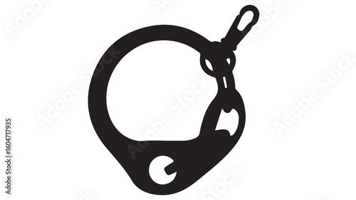 Black illustration of carabiner with bottle opener and keychain hole