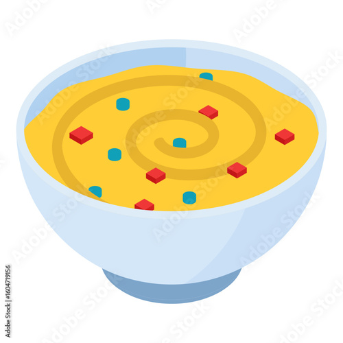 Hommos or houmous isometric Concept,  Middle Eastern dip or spread vector design, Oriental cuisine symbol, Top dishes recipes Sign, Food exploration illustration 