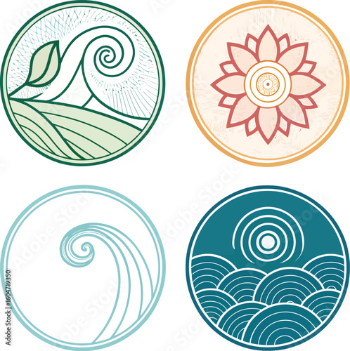 Collection of Round Reiki Symbols Vector
