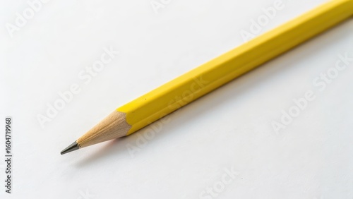 Yellow Pencil on Soft White Background for Creative Projects