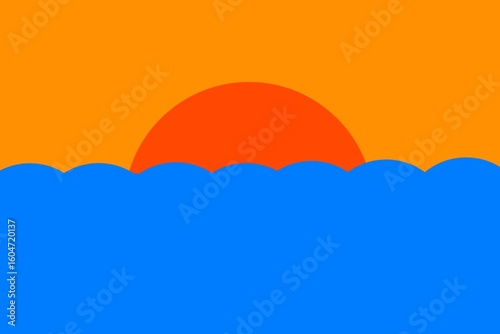 Abstract background of sunset view on blue sea