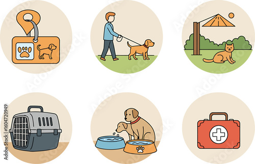Pet Care Icons Pixel Art