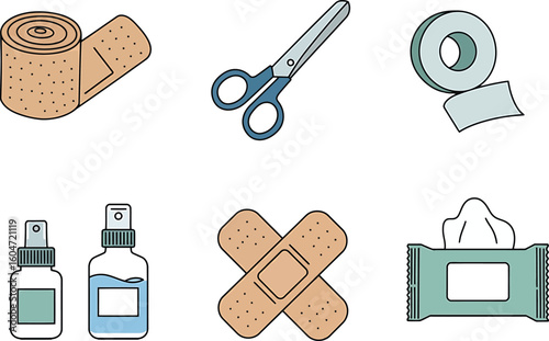 Pixel Art First Aid Supplies Illustration