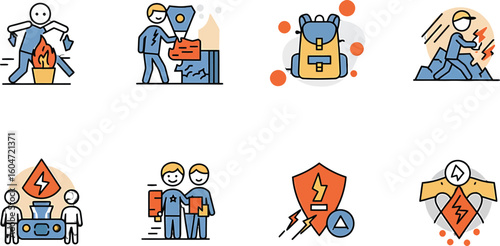 Pixel Art Illustrations Of Safety And Rescue Concepts