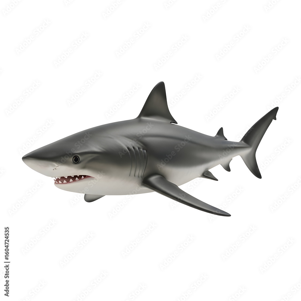 Obraz premium Gray Shark with Sharp Teeth in Profile View.