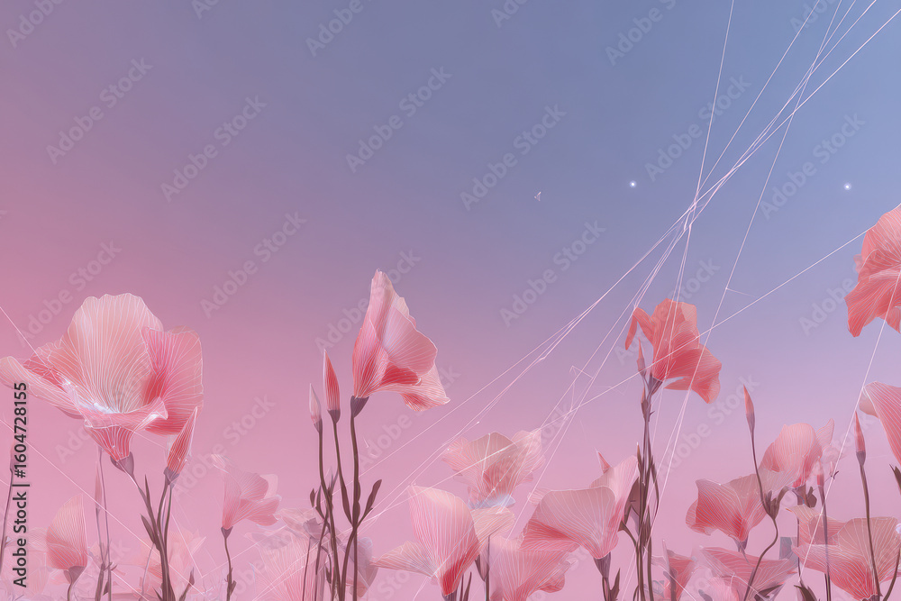 Obraz premium captivating homepage background design featuring ultrathin lines illustrating flora and fauna