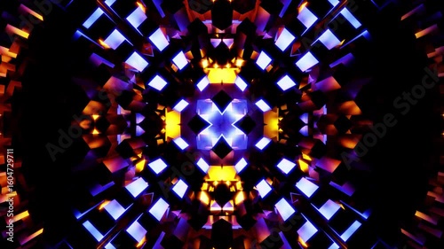Round Equalizer with golden and blue neon color VJ loop background animation