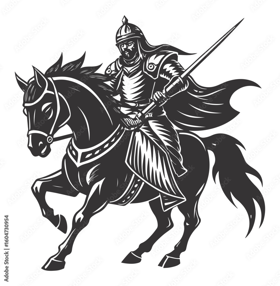 Fototapeta premium a fierce islamic man warrior riding a horse