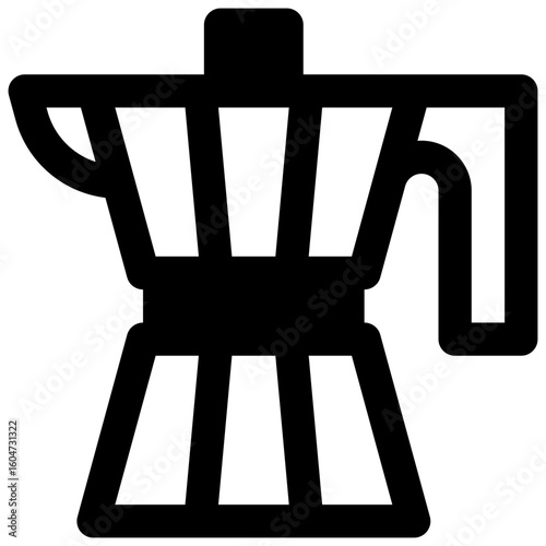 Italian coffee maker. Outlined stroke vector icon with black-filled details.