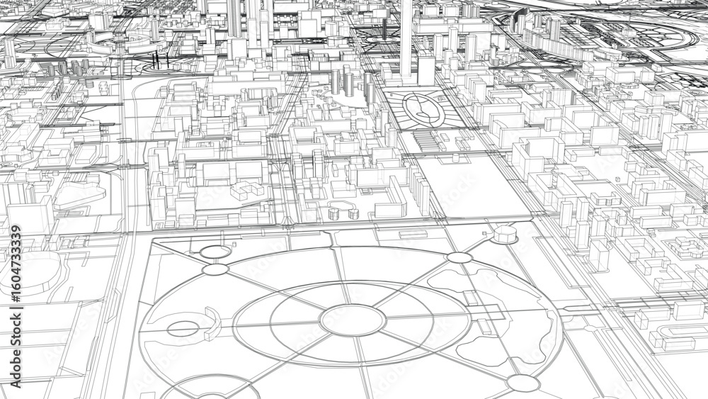 Obraz premium Intricate Urban Blueprint