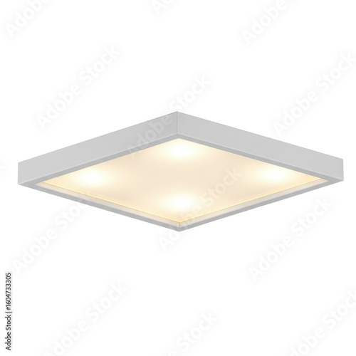 Modern ceiling light fixture illuminating a contemporary room with subtle decor