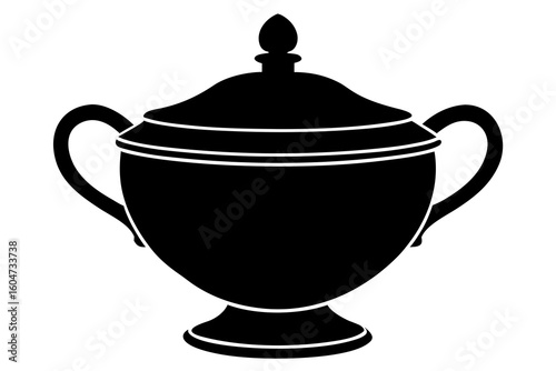 Elegant Porcelain Sugar Bowl with Lid vector silhouette 
