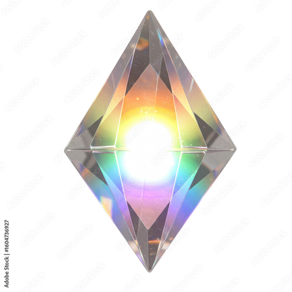 © Elsh - A radiant crystal prism reflecting a spectrum of colors against a plain background