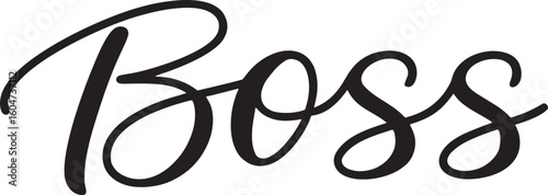 Elegant black script word boss text typography