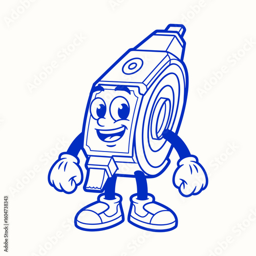 Cheerful Cartoon Pencil Sharpener Mascot Illustration