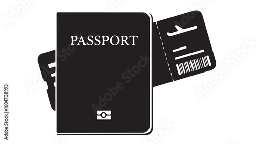 Passport and boarding pass illustration on white background, travel, vacation
