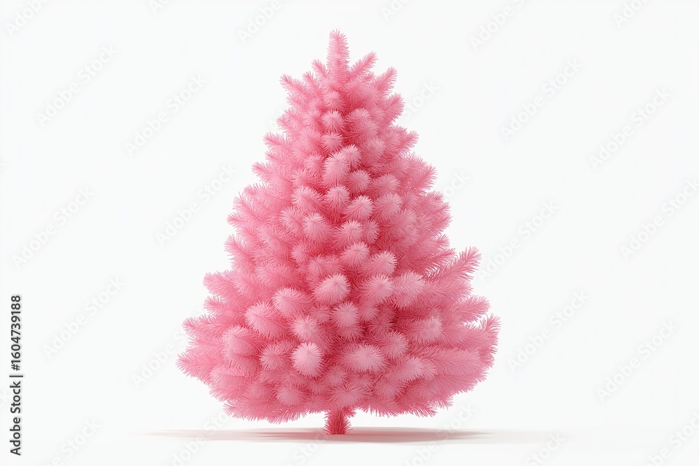 Fototapeta premium pink christmas tree isolated on white background