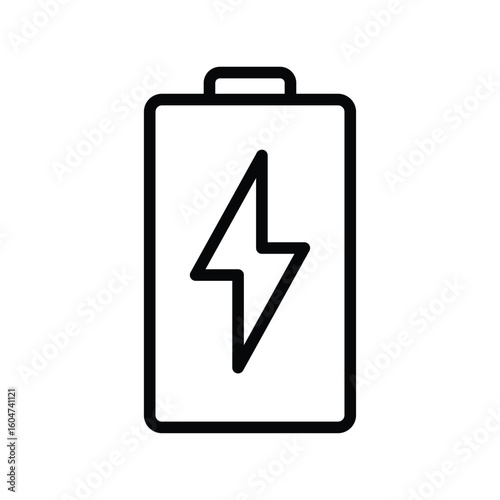 Simple Icon of Battery with Charging Symbol for Energy Concepts