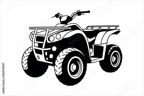 Black and white quad bike illustration all terrain vehicle