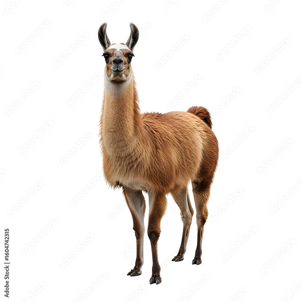 Fototapeta premium Adorable Brown Llama Standing Proudly.