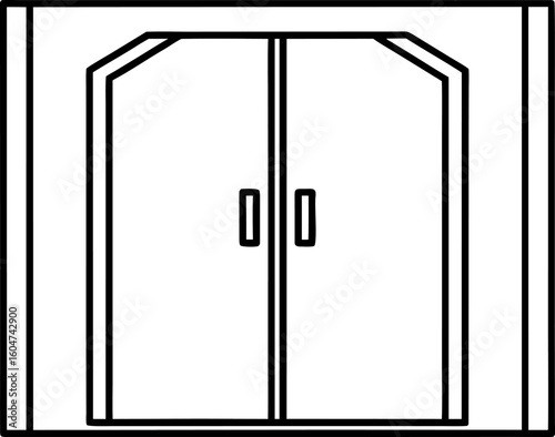Closet Bifold Door Icon Line Art Vector Illustration